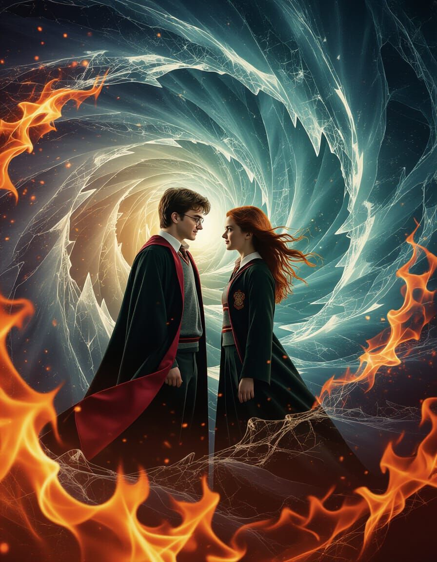 Harry Potter and Ginny Weasley in Surreal Flames