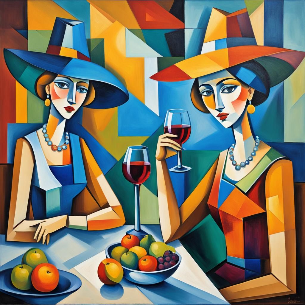 Cubist Portrait in Vibrant Oil Painting Style