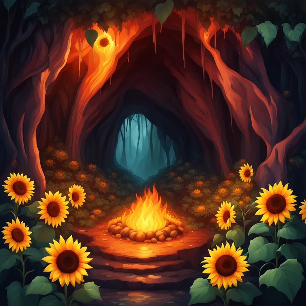 Sunflower Fire Cave in Dark Fairy Forest