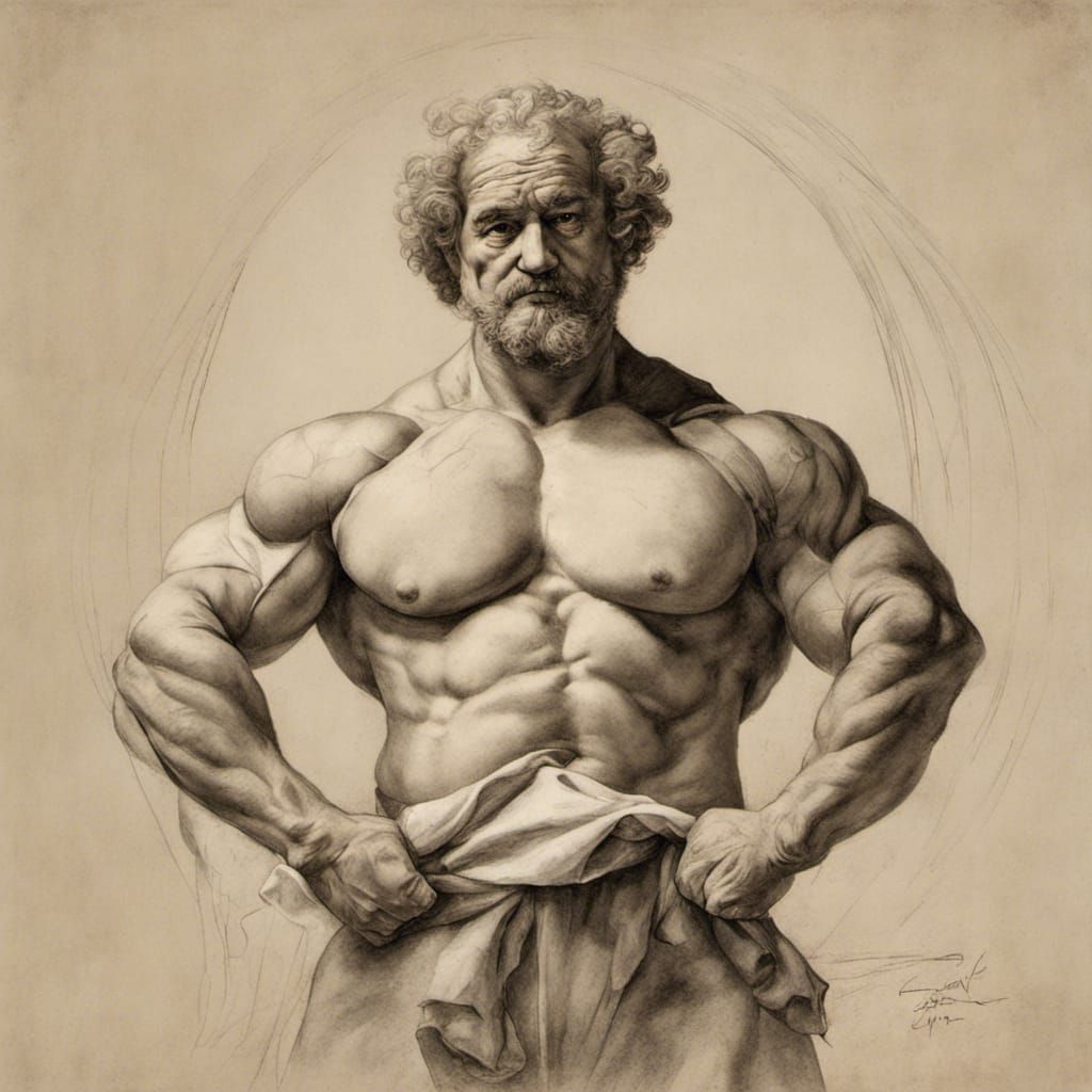 Rembrandt as Bodybuilder in Renaissance Style