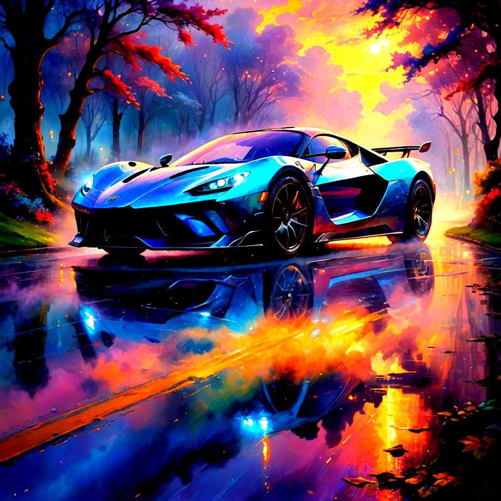 Cosmic Luxury Hypercar in Ethereal Mist