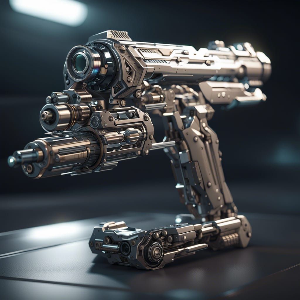 Futuristic Sci-Fi Gun with Intricate Mech Details