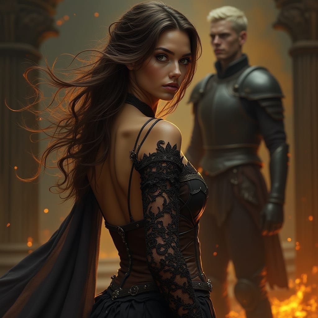 Brunette with Firelight and Mystical Cover