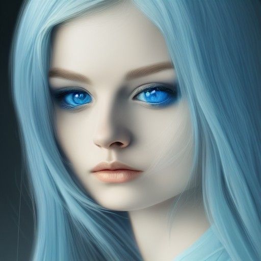 Realistic Character with Intense Blue Eyes