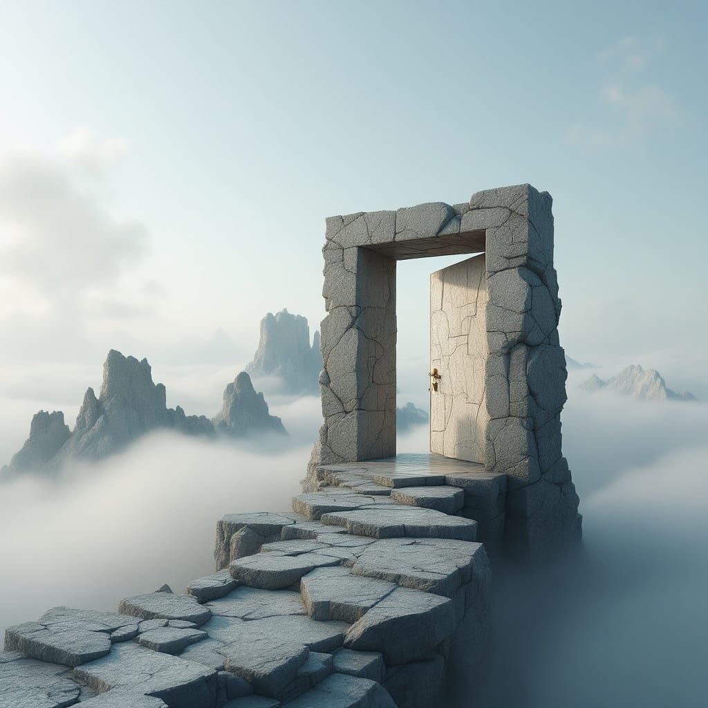 Surreal Landscape Beyond a Door