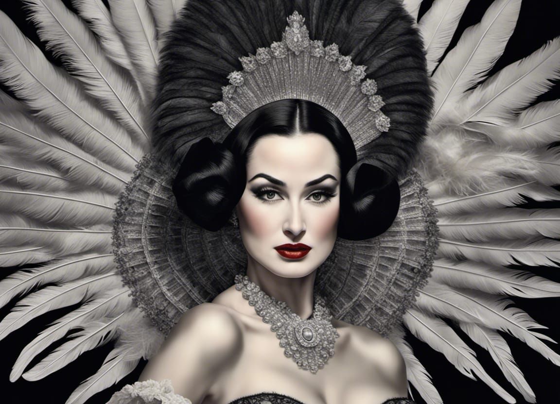 Dita von Teese, with ostrich feathers