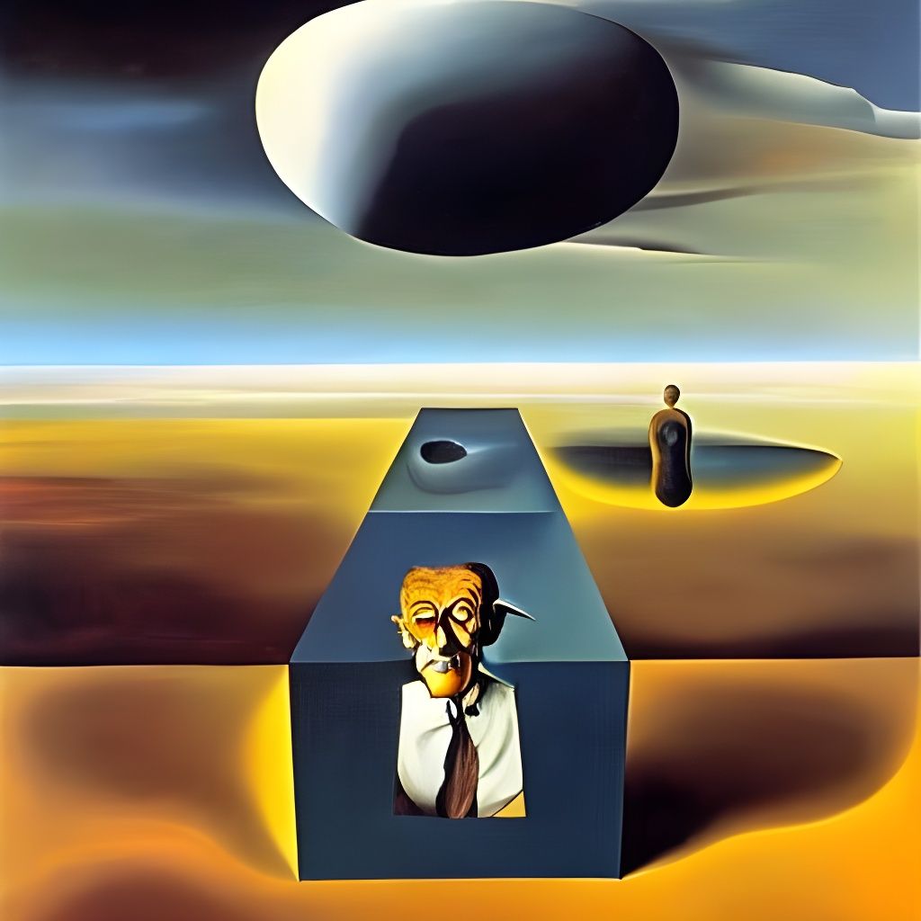 Man at the End of Spacetime in Surreal Style
