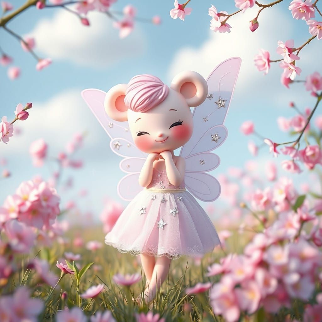 Kawaii Fairy in Vibrant Meadow