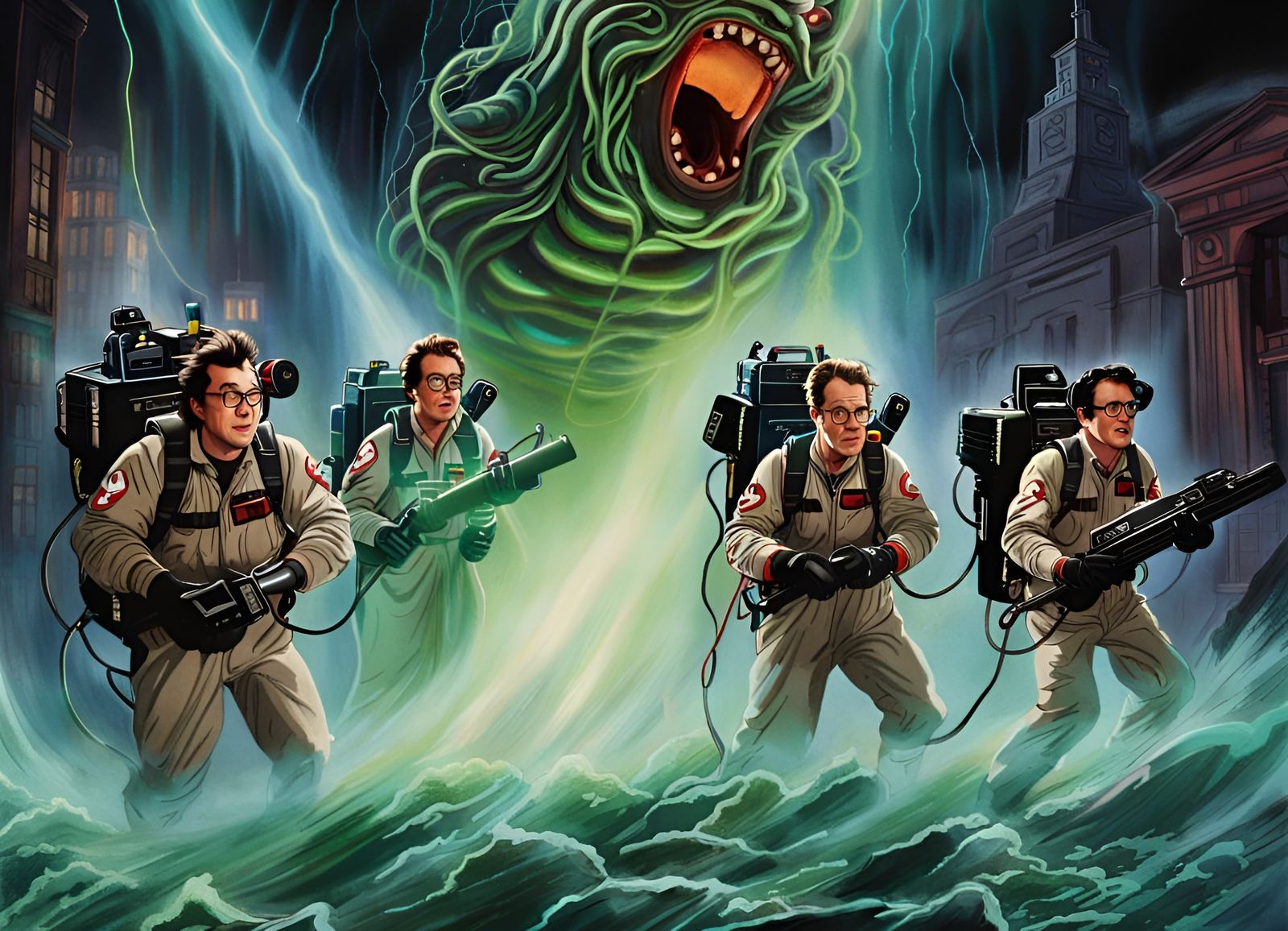 Ghostbusters Capture God: Detailed Matte Painting