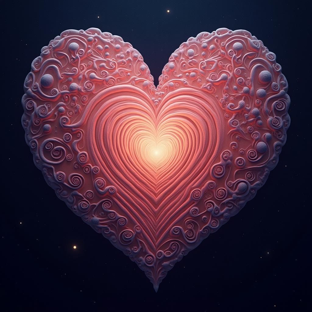 Fibonacci Heart in Cosmic Microwave Background Style