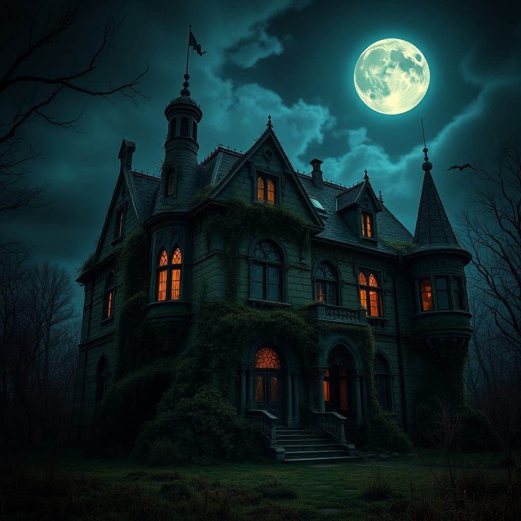 Creepy Haunted Mansion in Gothic Dreamscape Style