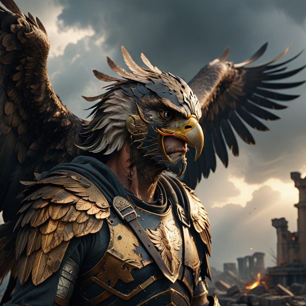 Battle-Worn Warrior Leaning on Spear in Digital Art