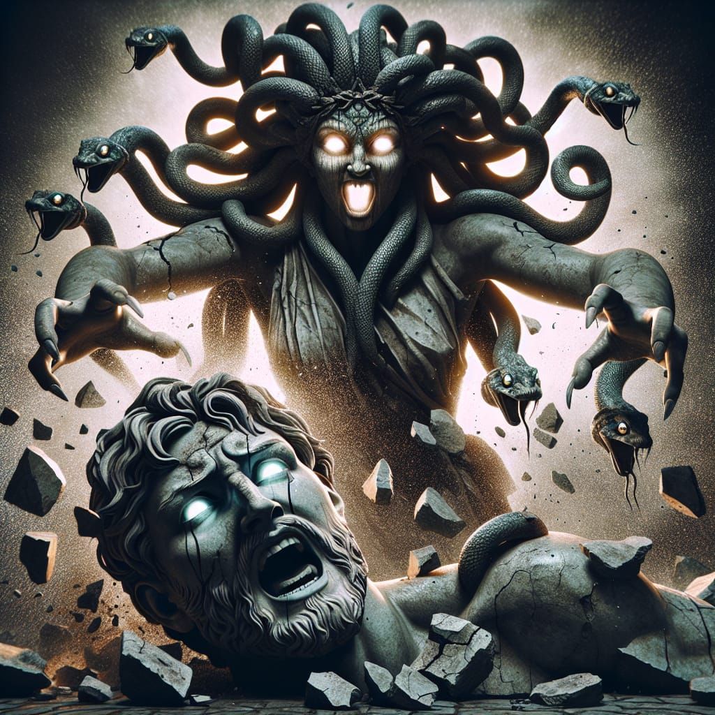 Victorious Medusa with Shattered Statue