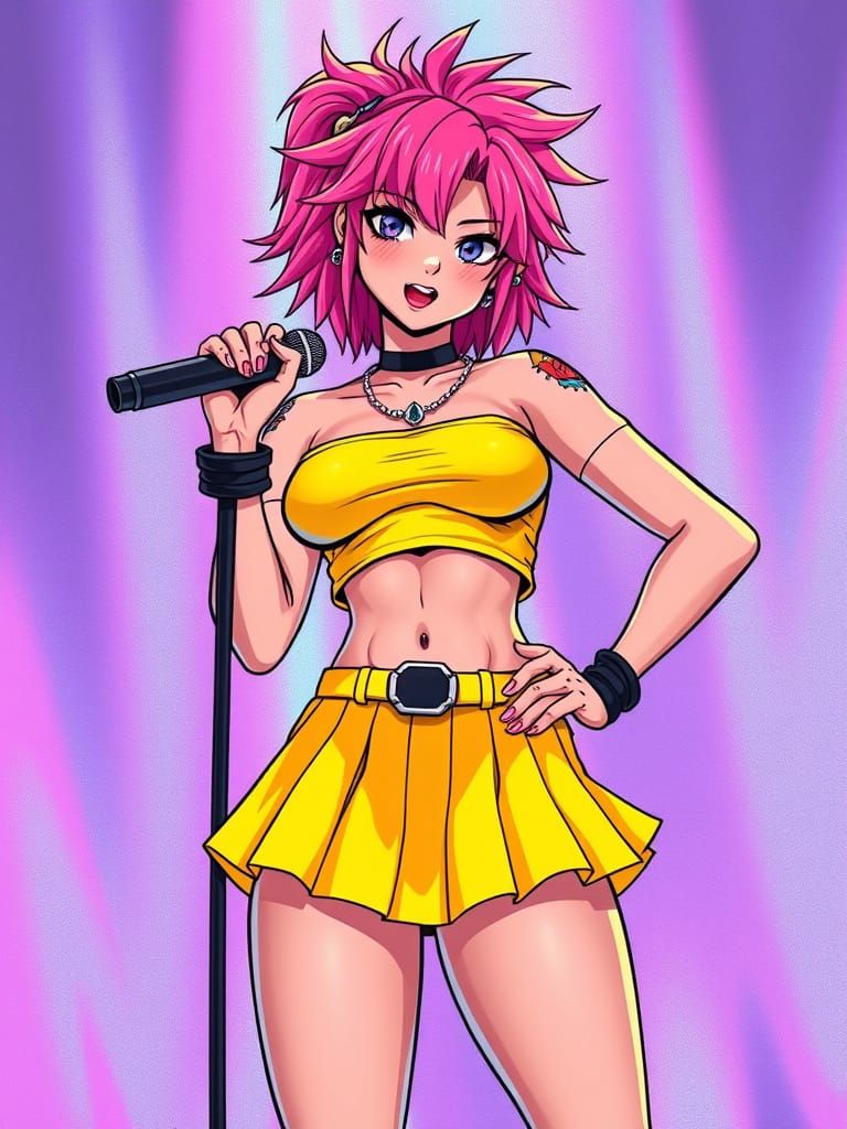 Vibrant Hip-Hop Anime Girl with Bold Style