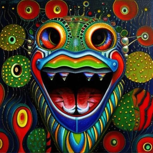 Angler Fish Oil Painting in Pop Surrealism Style