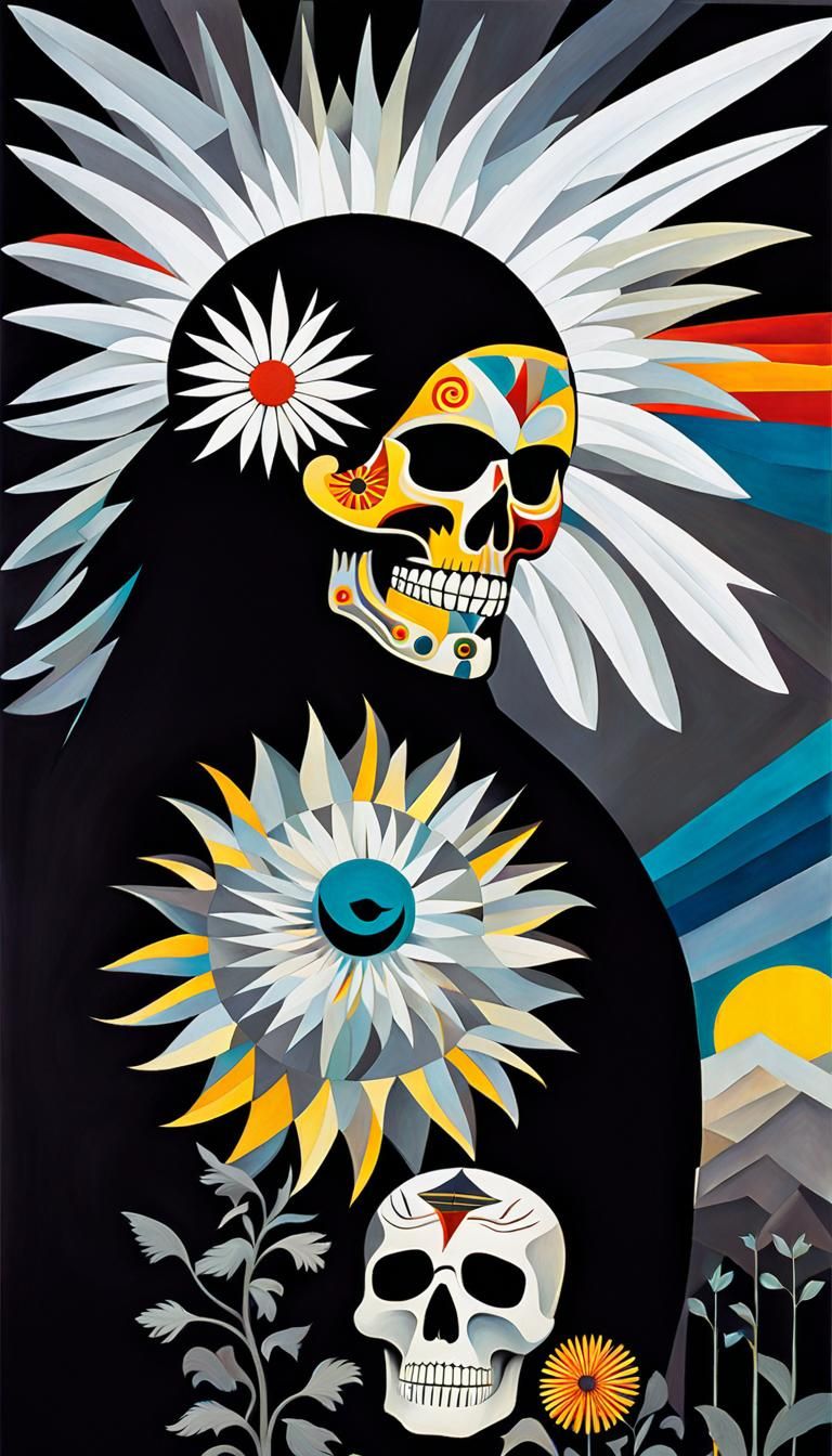 Native American Thunderbird  in  flight,  sun,   Azteca, dra...