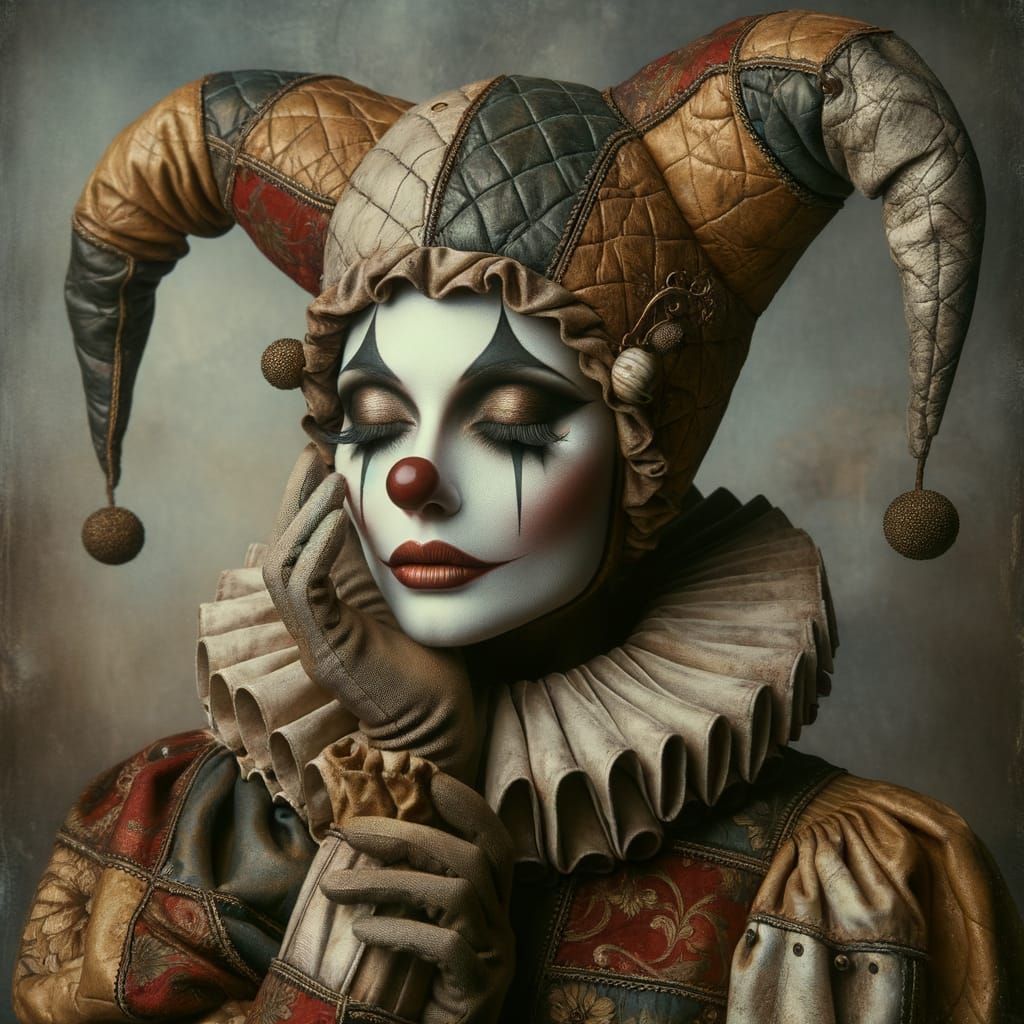 Melancholic Jester in Gothic Surreal Style