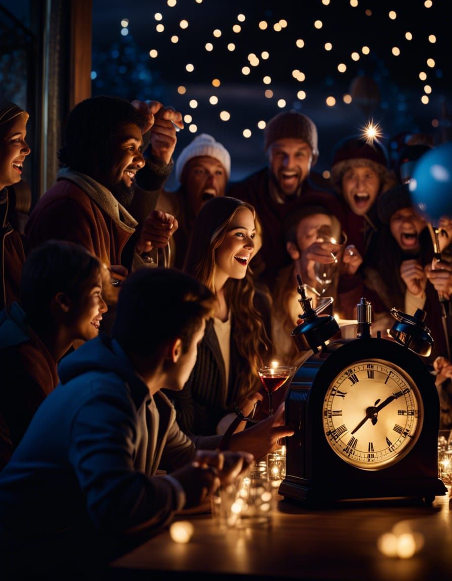 Midnight Countdown: Joyful Celebration in Natural Light