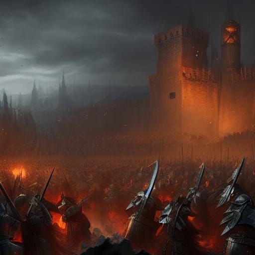 Epic Medieval War Scene in Detailed Matte Painting