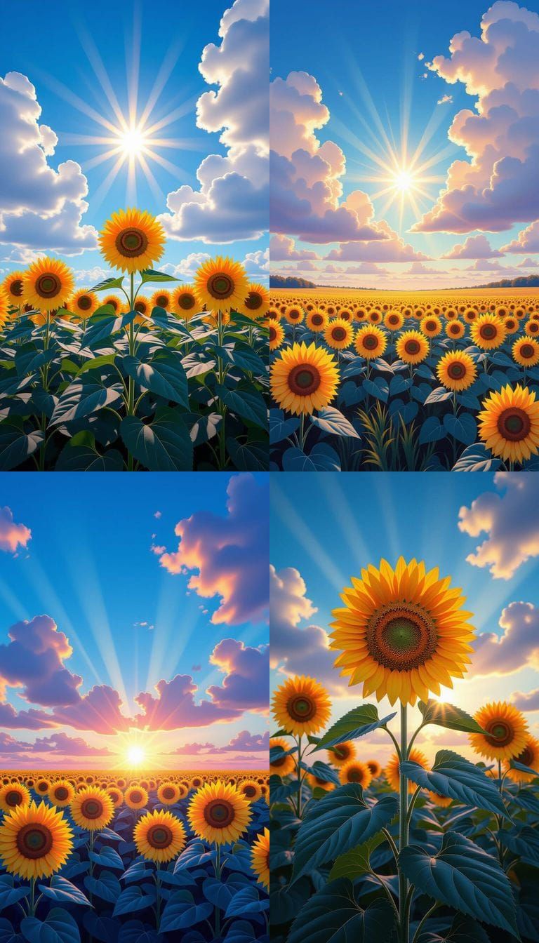 Hyperrealistic Sunflower Naturescape in Cinema Style