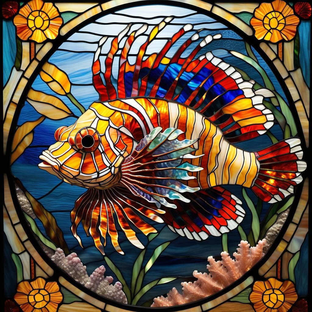 Stained Glass Lionfish Conceptual Artwork