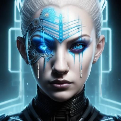 Cyberpunk Portrait of a Man in Blue Cybergoth Attire