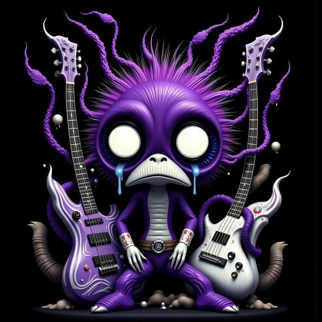 Crying Electric Guitars in Hyperrealistic Style