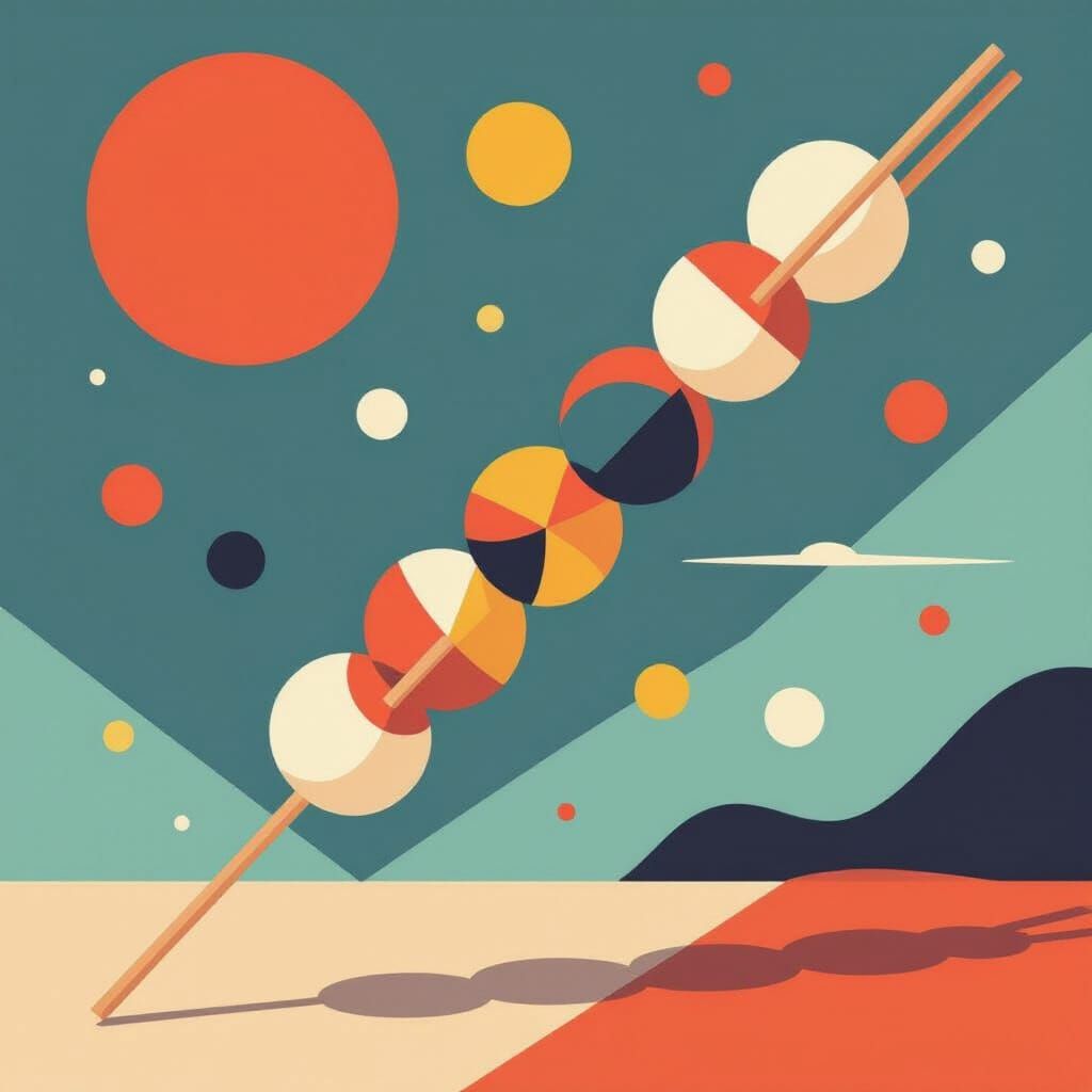 Geometric Dango Skewer Poster in Primary & Pastel Tones