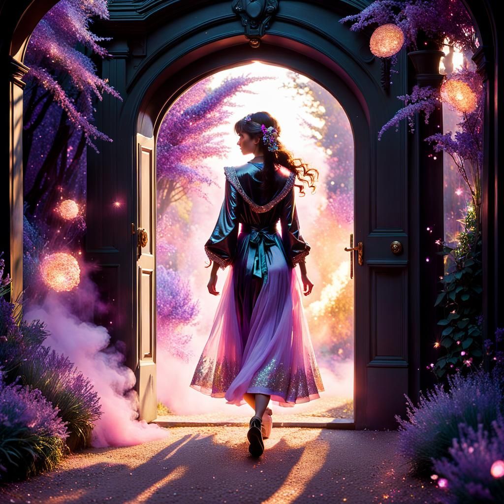 Ethereal Fairycore Garden Portal with Glittering Lights