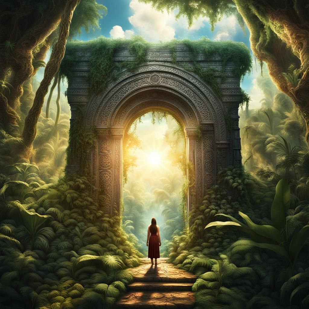 Aztec Woman in Mystical Jungle Portal