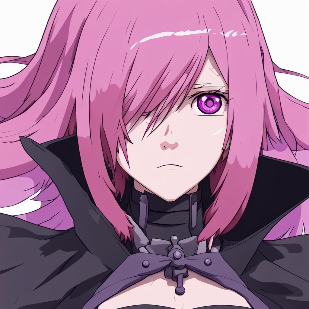 Pink-Haired Reaper in Anime Key Visual Style
