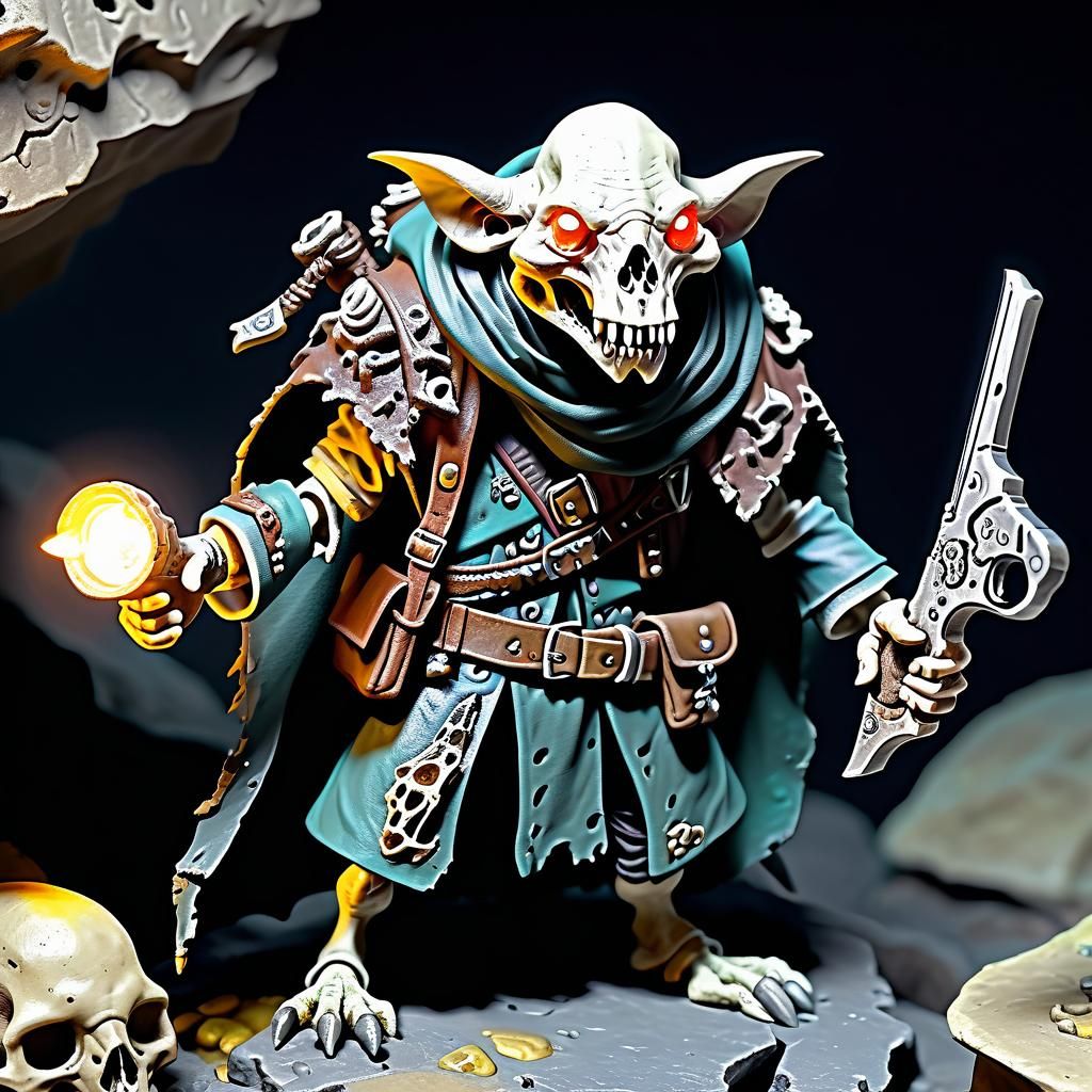 Cowering Skaven with Flintlock Pistol in Cave