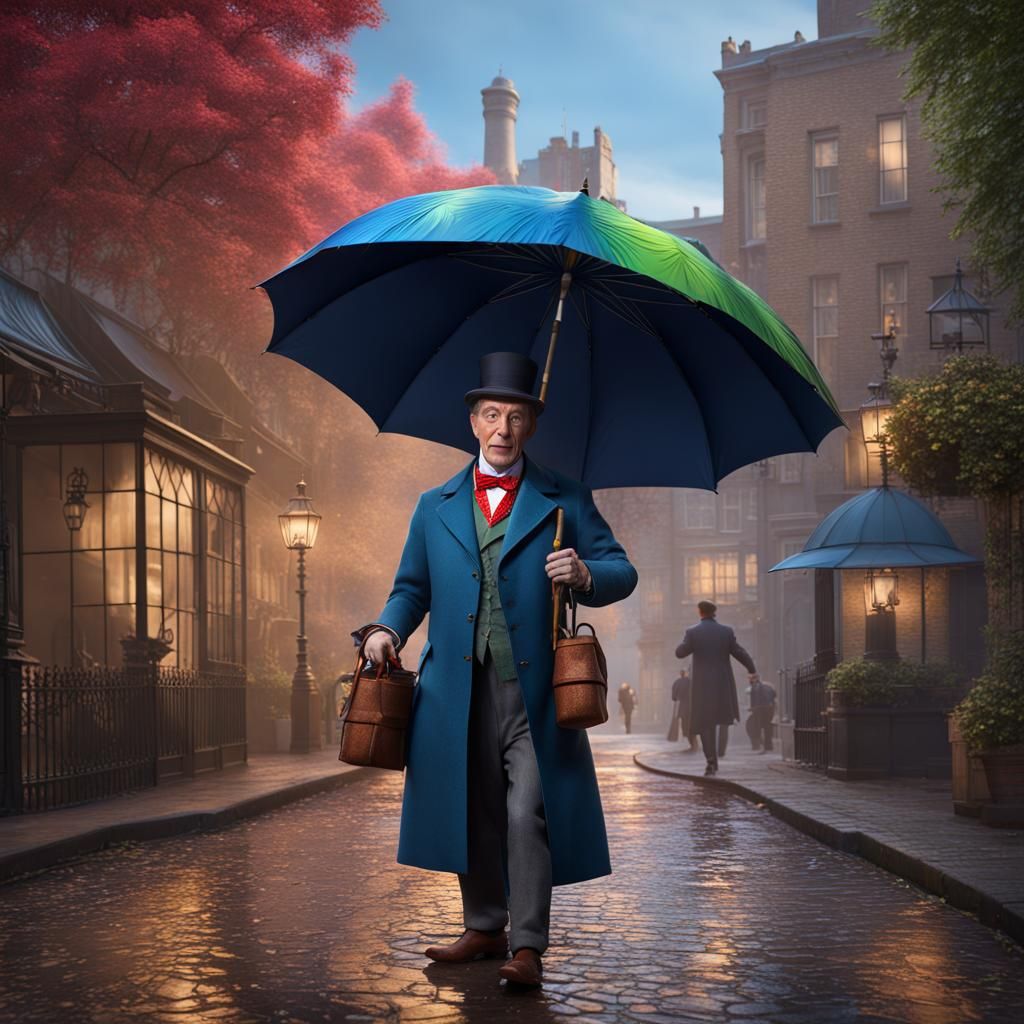 Monty Human as Parrot Umbrella: Detailed Fantasy Art