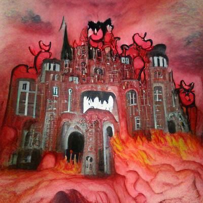 Infernal Gothic Castle Ablaze in Hellfire