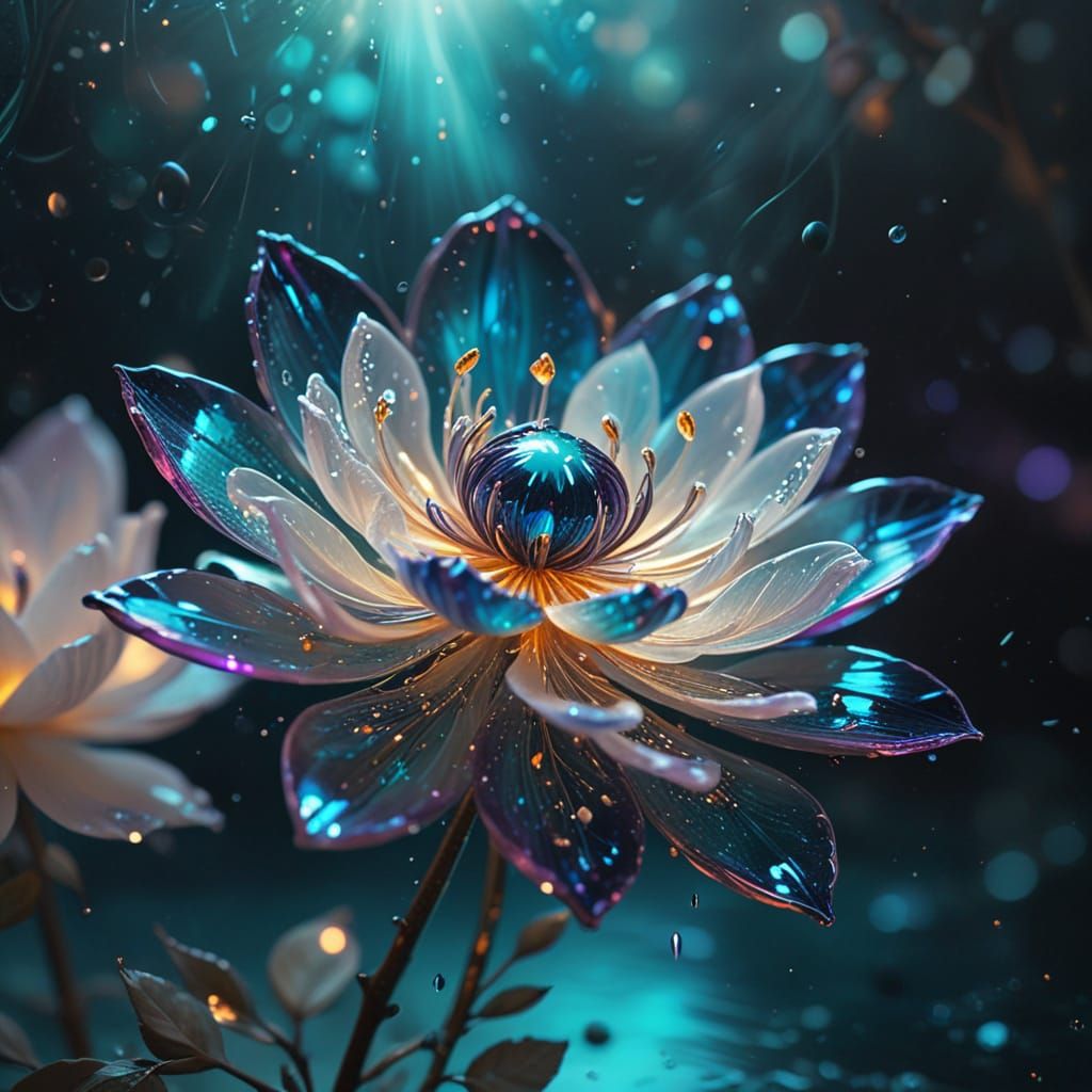 Ethereal Glass Blossom in Dreamlike Iridescence