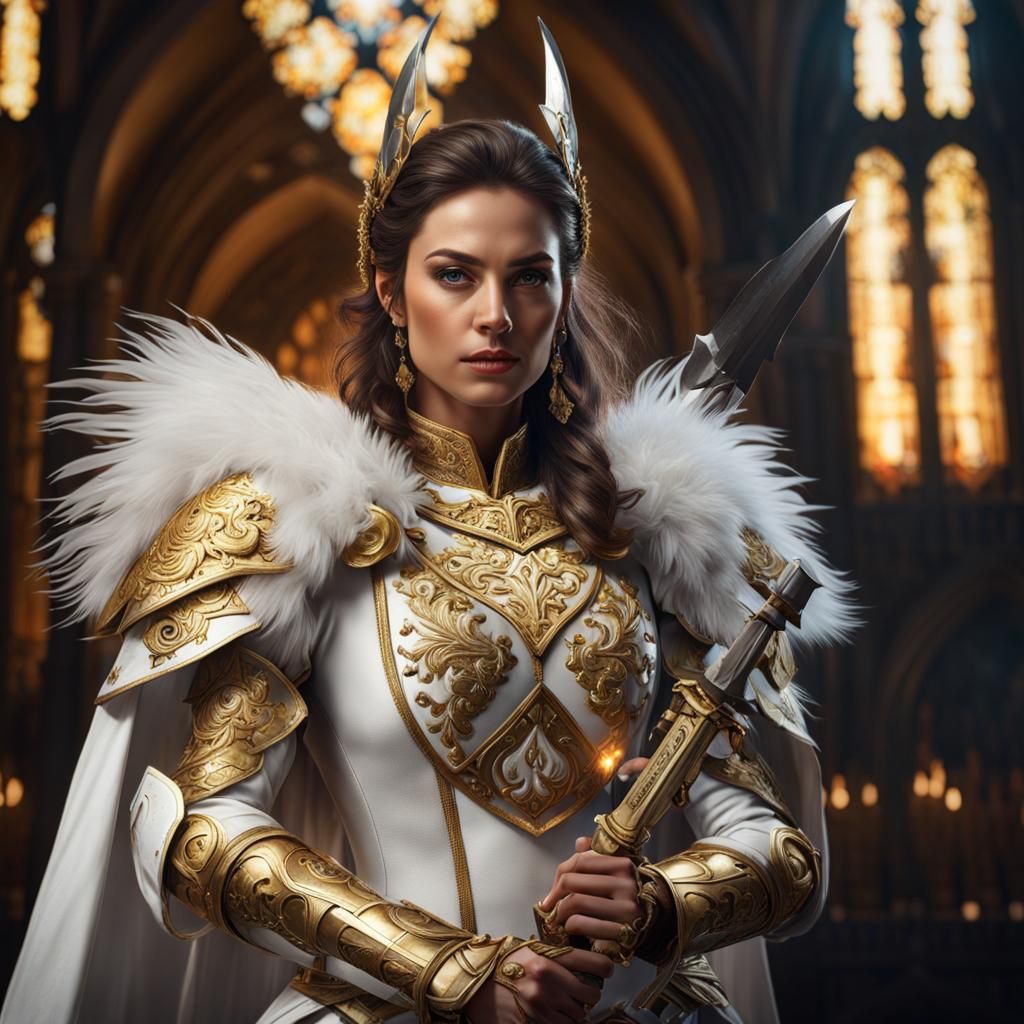 Batswoman with Sword and Scotch Castle, Detailed Art