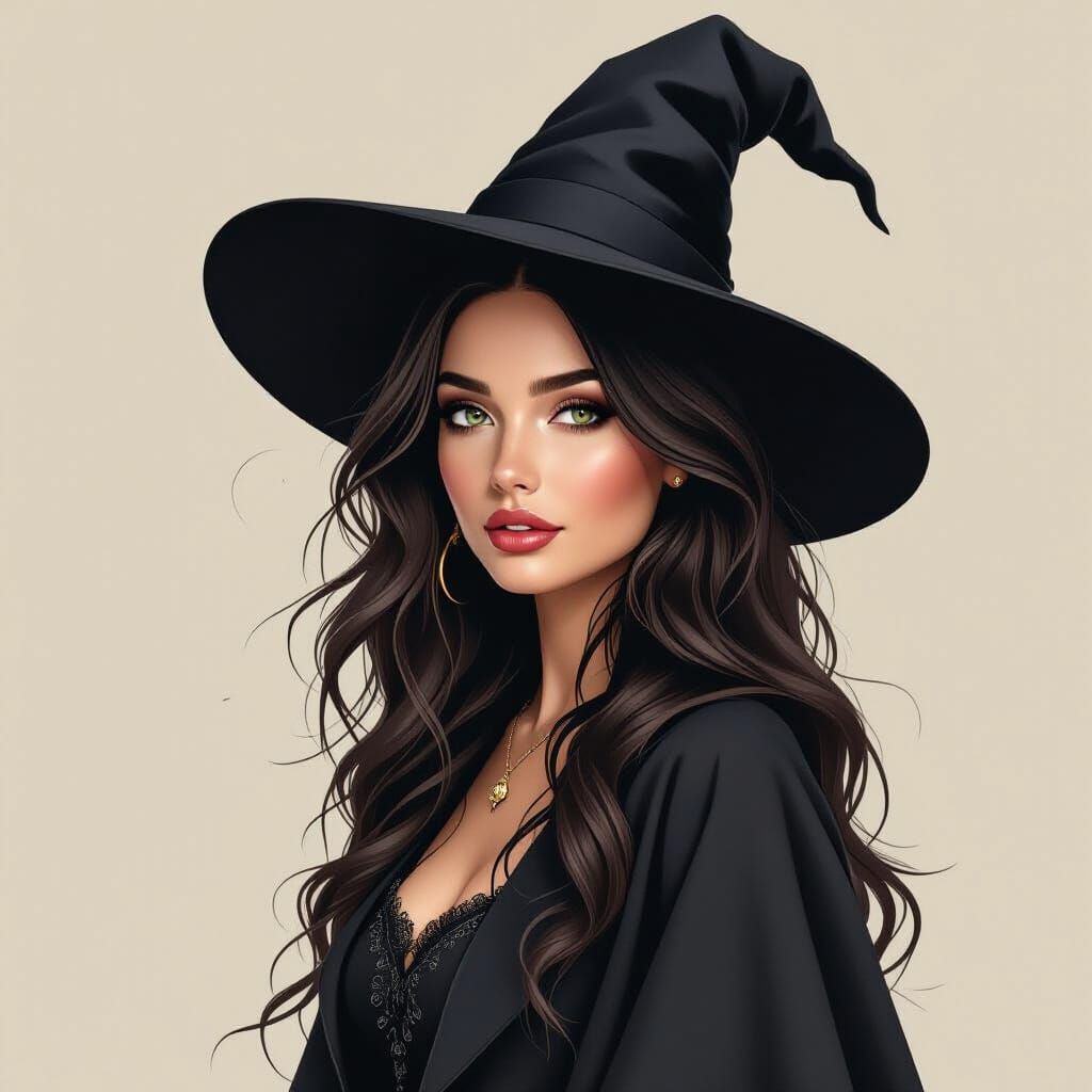 Beautiful Sorceress With Mesmerizing Eyes Realistic Portrait