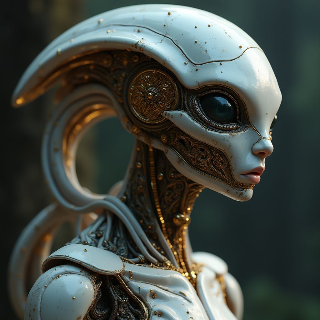 Intricate Android Portrait in Dramatic Lighting