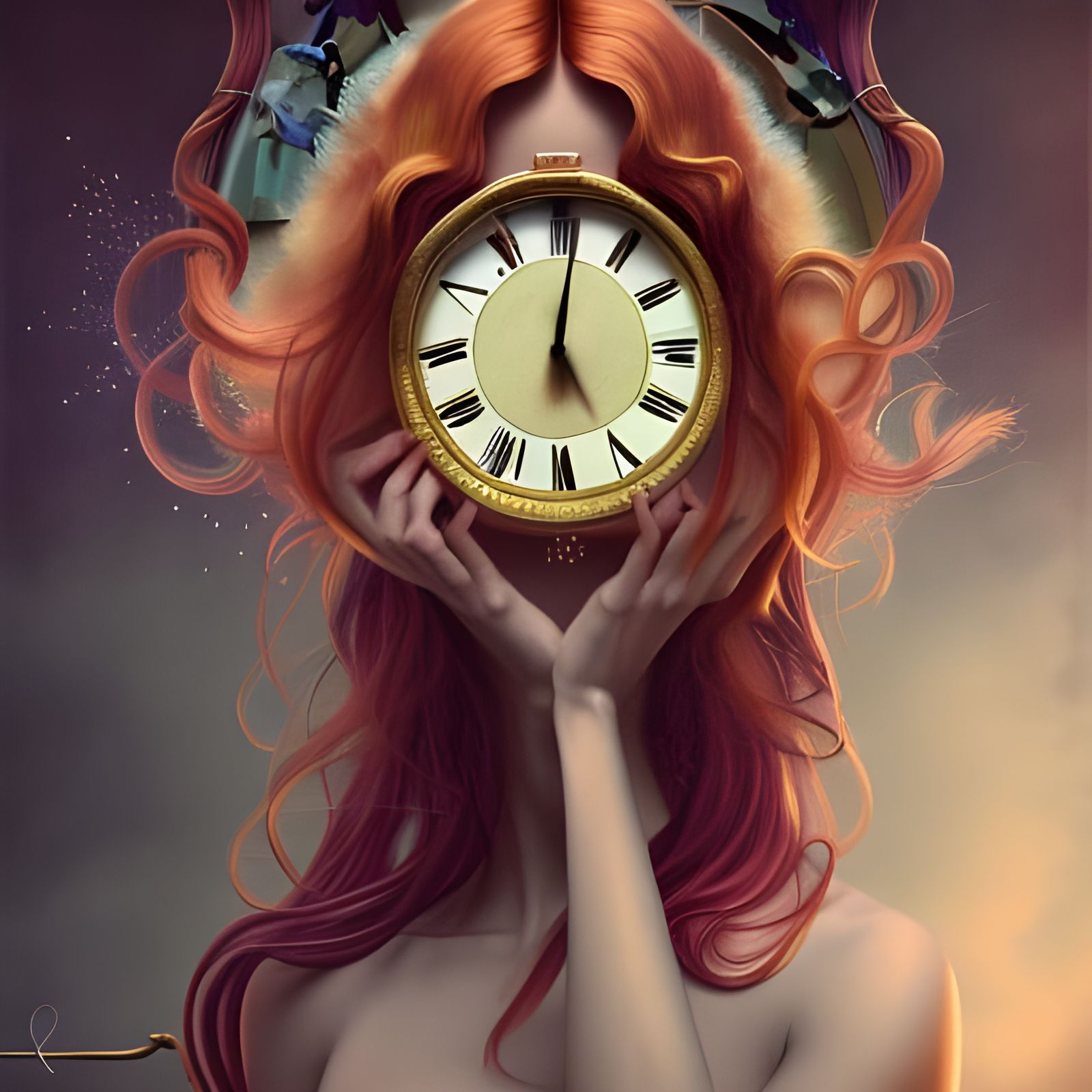 Surreal Woman Takes Down Clock in Colorful Detail