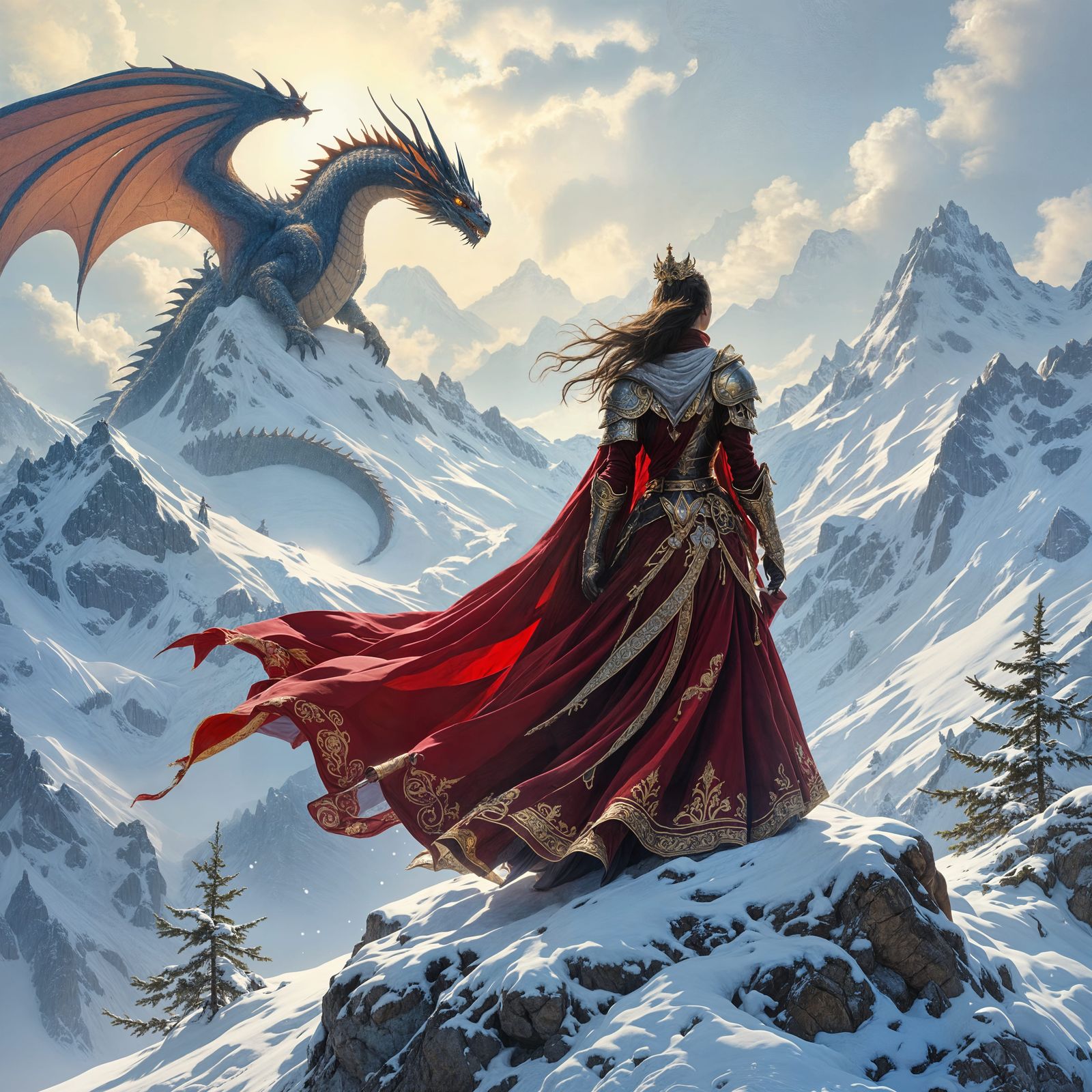 Regal Armored Queen Overlooking Her Kingdom