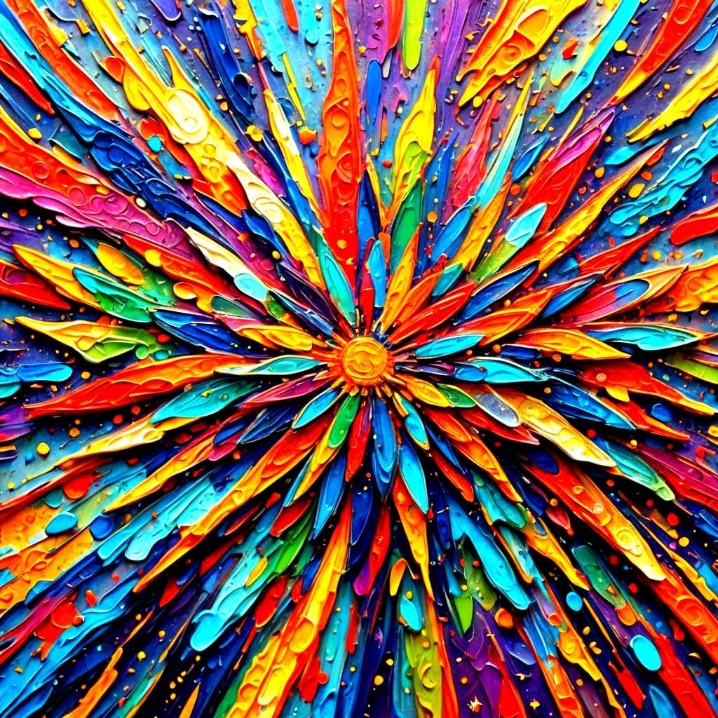 Vibrant Abstract Fractal Mandala in Expressionist Style
