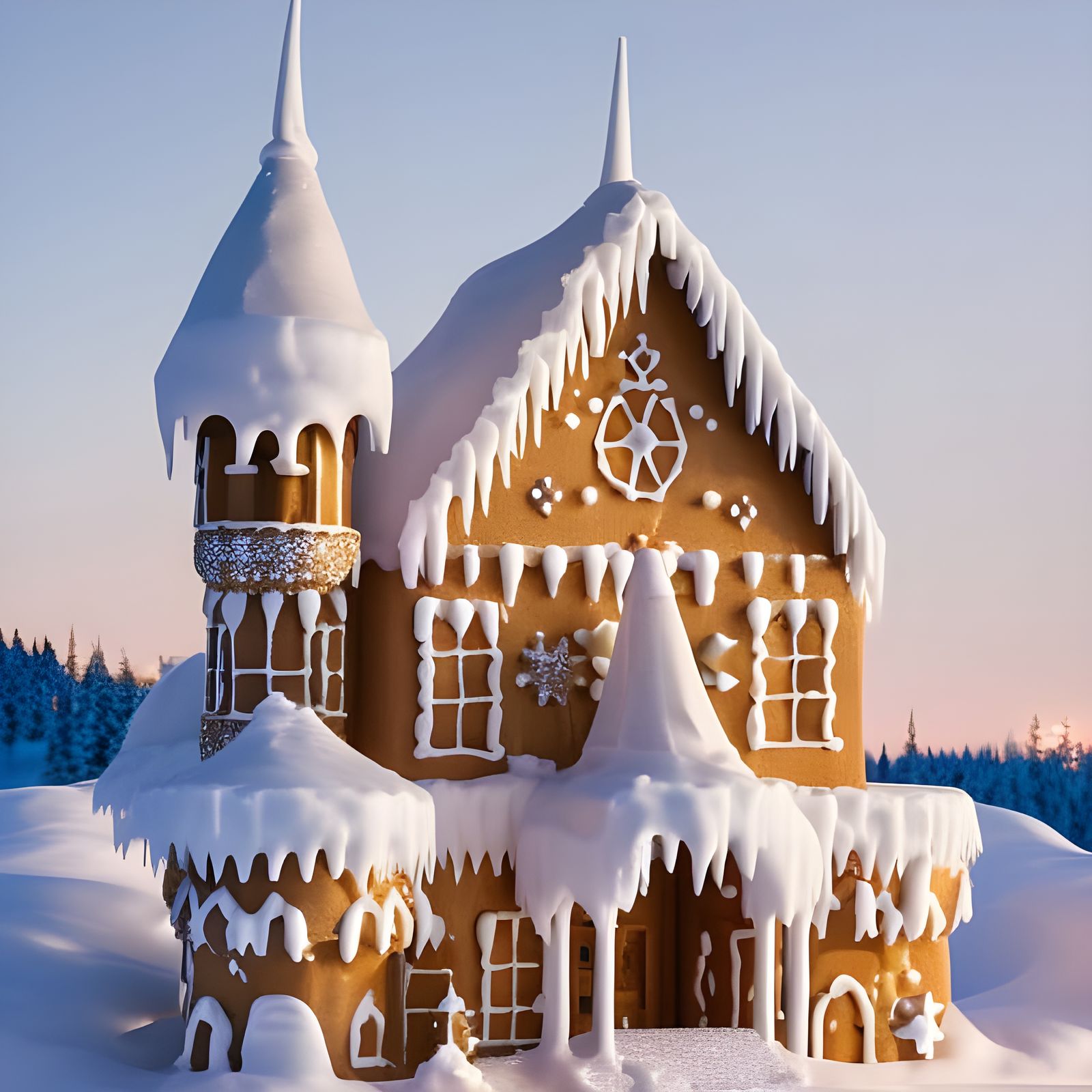 Epic Gingerbread Castle on Winter Mountain