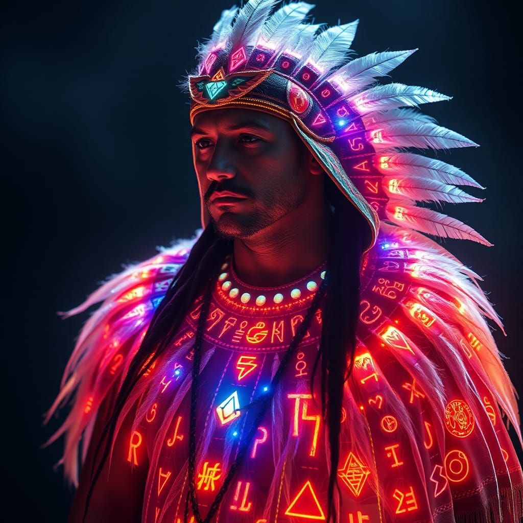 Luminous Shaman in Cape of Prismatic Light