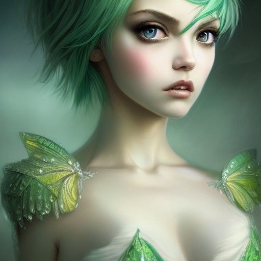 Beautiful Green-Haired Fairy by Artgerm and WLOP