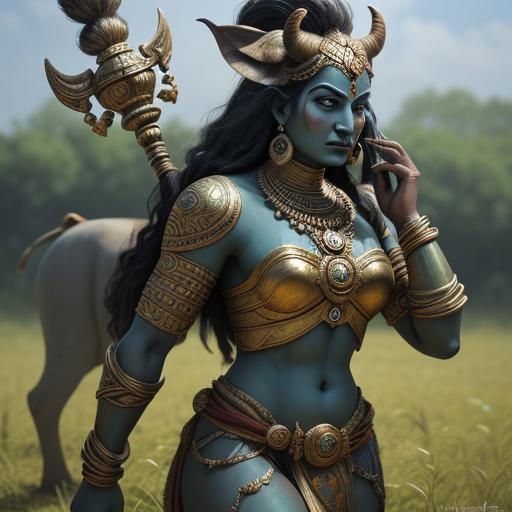 Varahi: Boar-Faced Goddess of Strength Concept Art