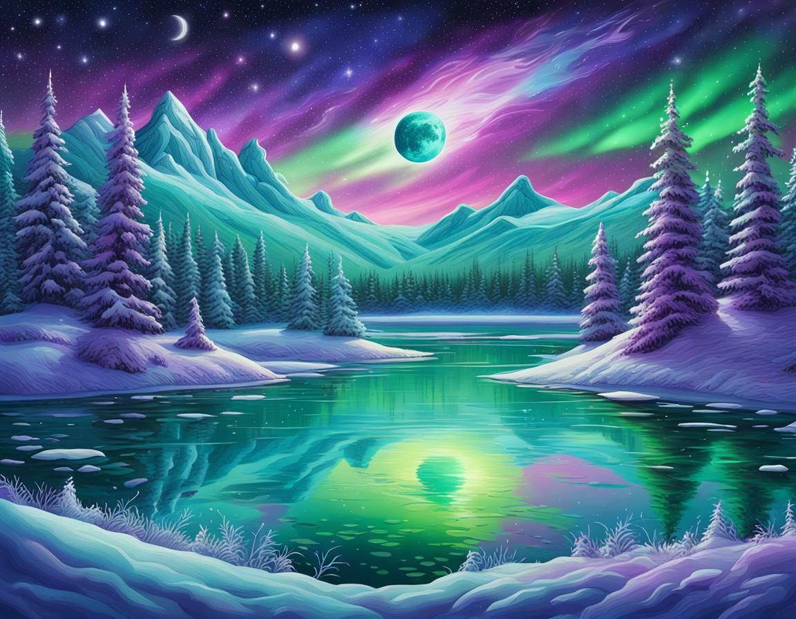 aurora winter scene