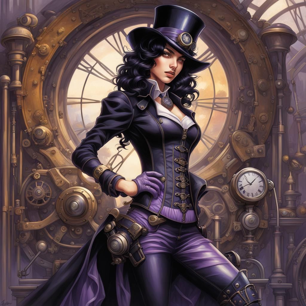 Beautiful Steampunk Lady with Engine