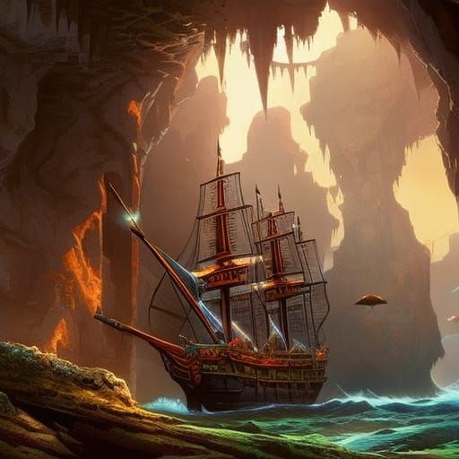 Detailed Pirate Hideout Concept Art