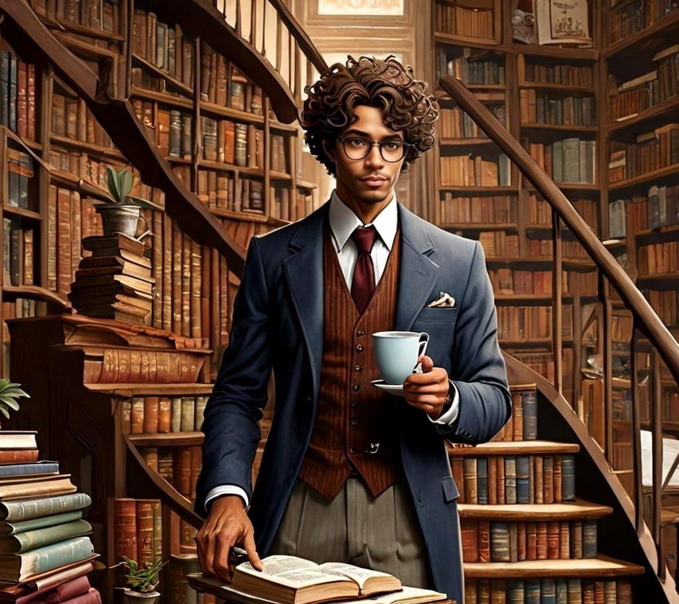 Steampunk Bookstore Interiors in Art Deco Style