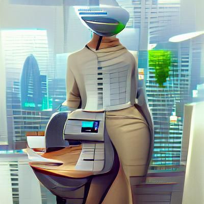 Futuristic Office Worker Concept Art
